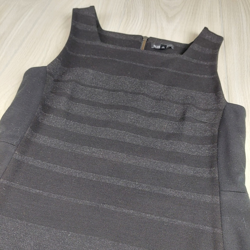 Eileen Fisher Sheath Dress Womens 2 Black Shadow Stripe Square Neck Quiet Luxury - Picture 4 of 8